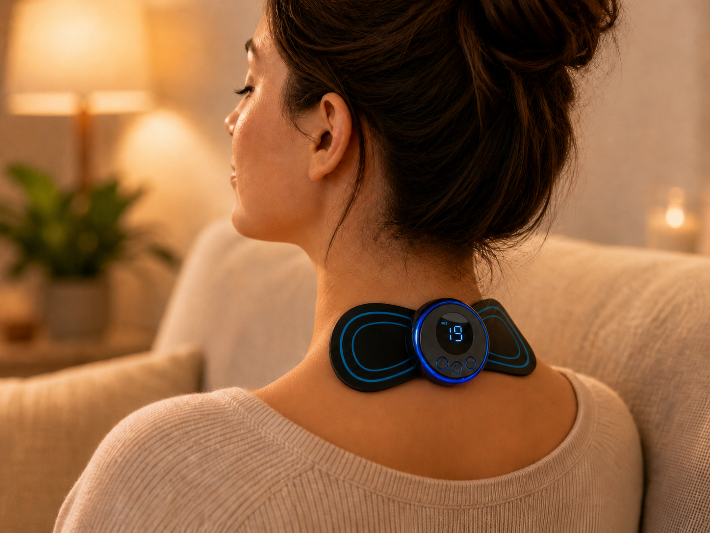 NeckFlow utilizzato durante una routine di relax a casa